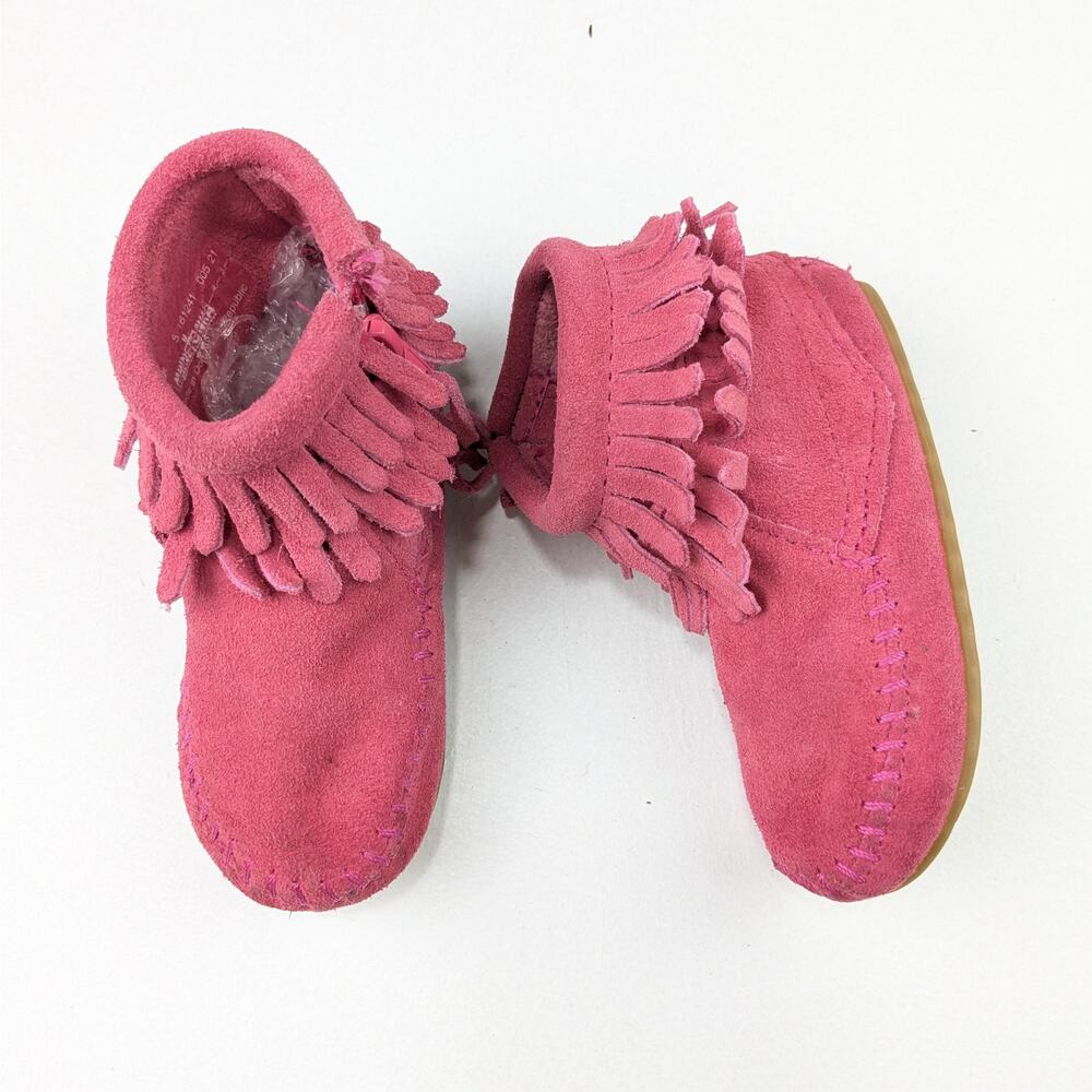 Minnetonka Toddler 5 Pink Leather Fringe Ankle Boots